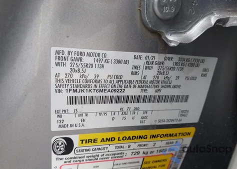 2021 Ford Expedition Max Limited from USA, damaged, VIN 1FMJK1KT6MEA09222